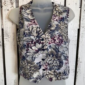 Vintage‎ 90s Handmade Vest Women’s Size Small Floral Print Button Front Granny